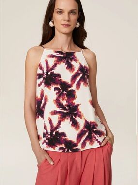 Equipment "Isabeau" Palm-Tree Print Silk Cami - 100% Silk - Size S